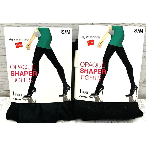 Hanes Stylessentials Opaque Shaper Tights 2 Pair Control Top S/M - Picture 1 of 2